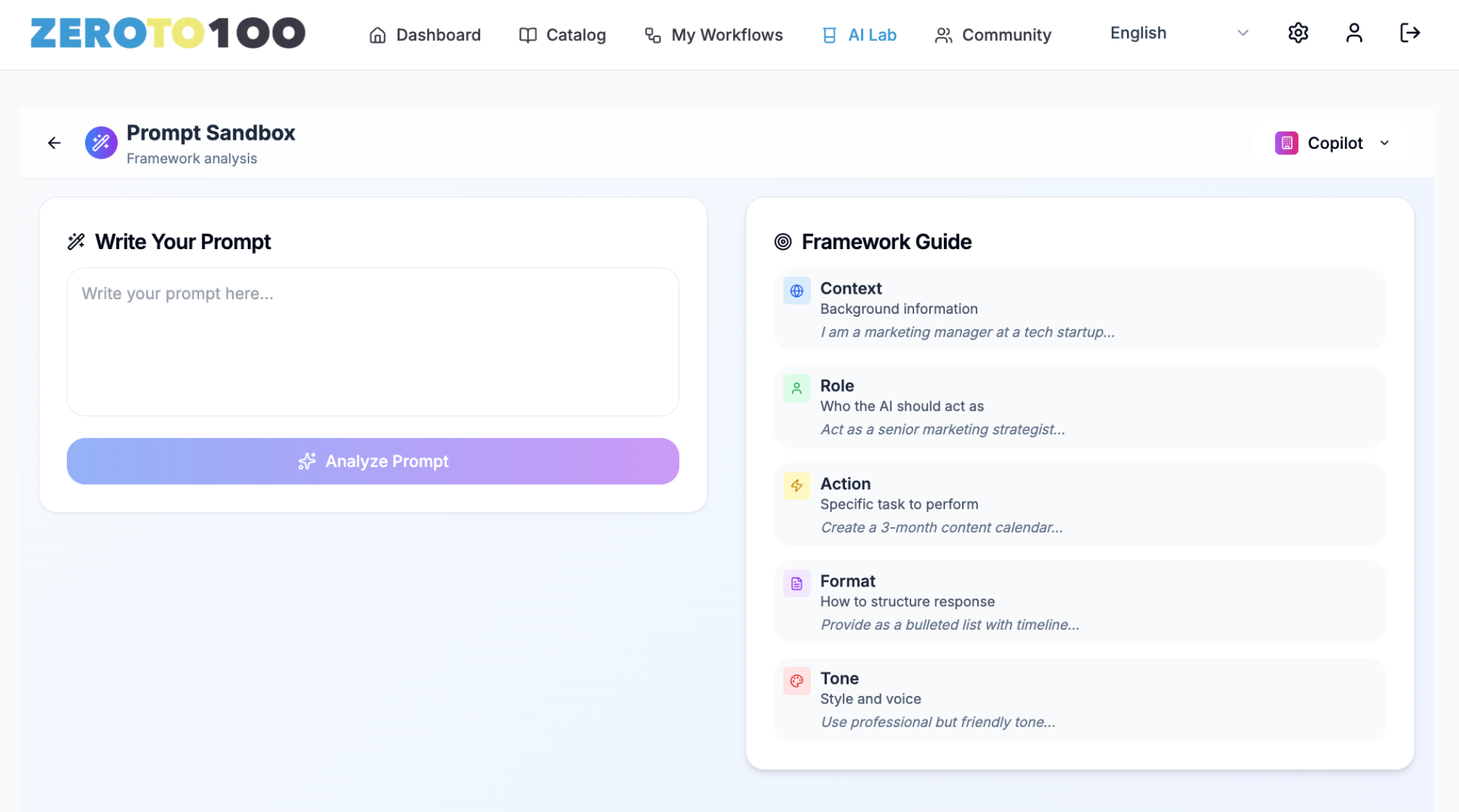 Prompt Sandbox — write, analyse and refine prompts